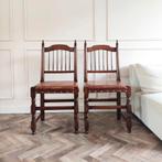 Antieke hout met leren stoelen, Antiek en Kunst, Antiek | Meubels | Stoelen en Banken, Ophalen of Verzenden