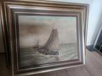 2 antieke schilderijen Zeegezicht en Polderlandschap, Antiek en Kunst, Ophalen of Verzenden