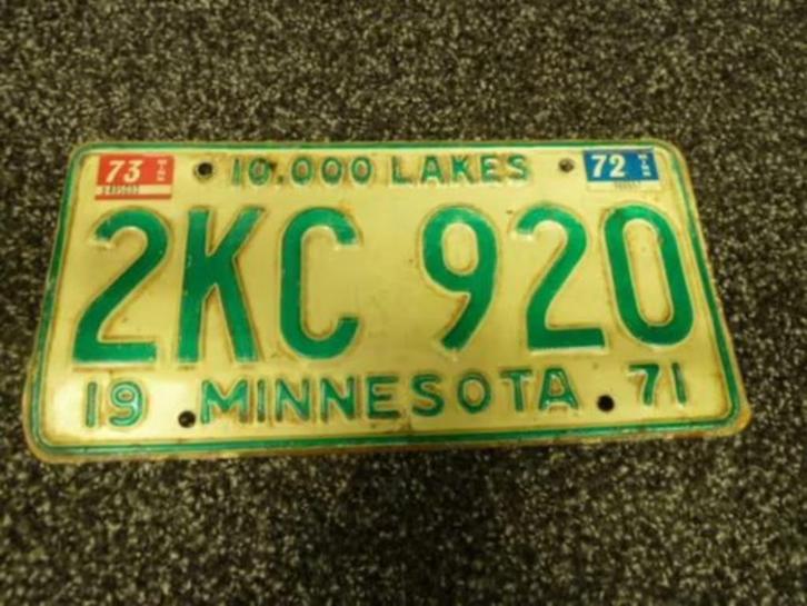 Kentekenplaat Licenseplate Minnesota 1971 1972 USA, Verzamelen, Automerken, Motoren en Formule 1, Gebruikt, Auto's, Verzenden