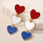 Rood Wit Blauw Hartjes Oorbellen – Perfect voor Koningsdag, Ophalen of Verzenden, Nieuw, Overige materialen, Hangers