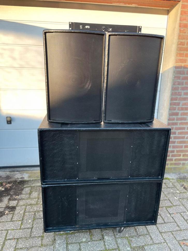 APG Audio set 2x dubbel 15” sub & Coaxial 12” hoog, Audio, Tv en Foto, Luidsprekers, Subwoofer, 120 watt of meer, Overige merken