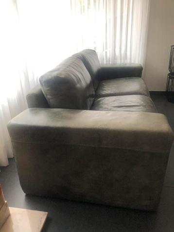 Stoere Rundlederen Bank L’Ancona coll. Grijs Groen beschikbaar voor biedingen