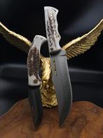 Bushcraft Mes & Zakmes Set - N690 Staal, Hertengewei, Ophalen of Verzenden