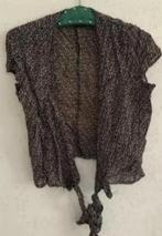 Zwarte top, tuniek, blouse witte bloemetjes; overslag; Small, Kleding | Dames, Blouses en Tunieken, Ophalen of Verzenden, Zo goed als nieuw