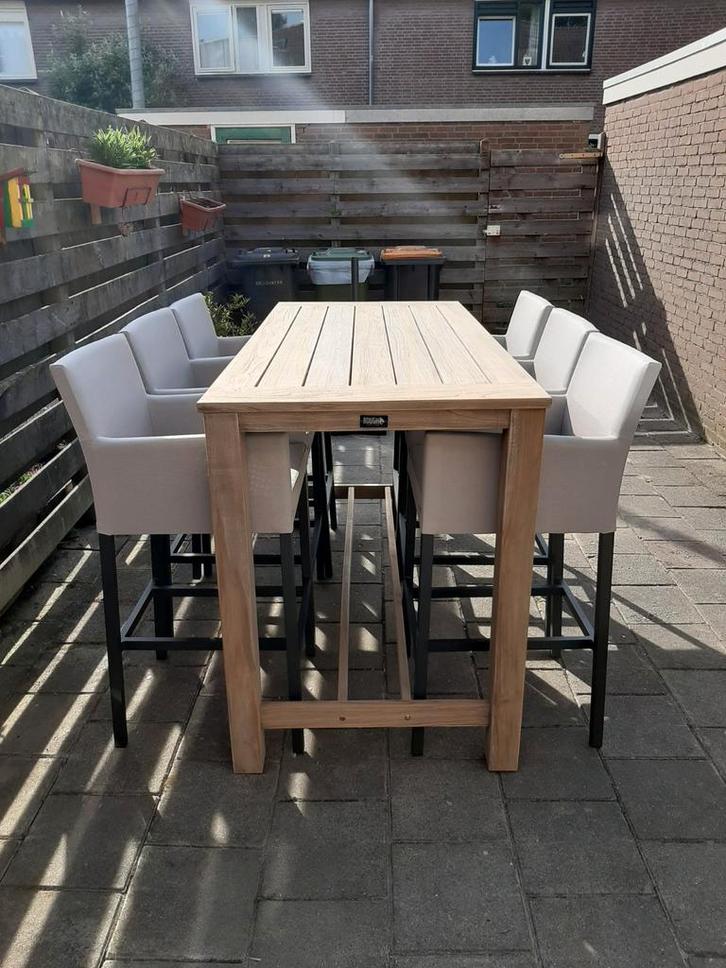 Barset tuin, Tuin en Terras, Tuinsets en Loungesets, Zo goed als nieuw, Tuinset, Teakhout, 8 zitplaatsen, Eettafel, Stoel, Ophalen