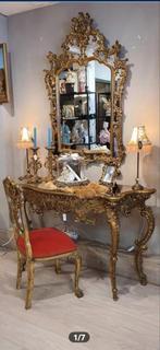 Prachtige Louis XV Rococo Console met Spiegel, Ophalen, Ovaal, Minder dan 100 cm