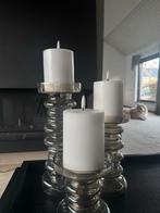 Set van 3 LED kaarsen met afstandsbediening, Kunststof, Wit, Ophalen of Verzenden, Zo goed als nieuw