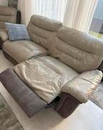 Twee grijze leren relaxbanken van DFS, Ophalen of Verzenden, Gebruikt, Rechte bank, Leer