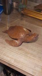 Houten Zeeschildpad - Handgesneden Decoratie, Ophalen of Verzenden, Gebruikt, Hout, Dierenbeeld