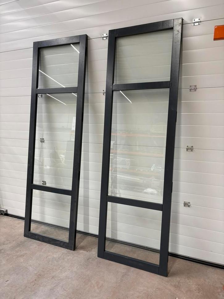 Hardhouten ‘’STAALLOOK” deuren COMPLEET, Doe-het-zelf en Verbouw, Kozijnen en Schuifpuien, Nieuw, Deurkozijn, Hout, 225 cm of meer
