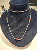 Vintage lange ketting Balinese sterling zilver en Carneool, Sieraden, Tassen en Uiterlijk, Kettingen, Verzenden, Zo goed als nieuw