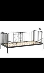 Ikea eenpersoons metalen zwarte bed, Ophalen of Verzenden, Zo goed als nieuw, 180 cm of meer, 85 tot 100 cm