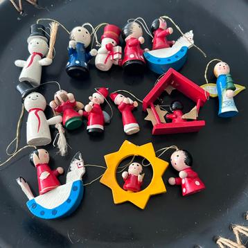 Vintage Handgemaakt Houten Kerstboom Hangers (Ornaments) beschikbaar voor biedingen