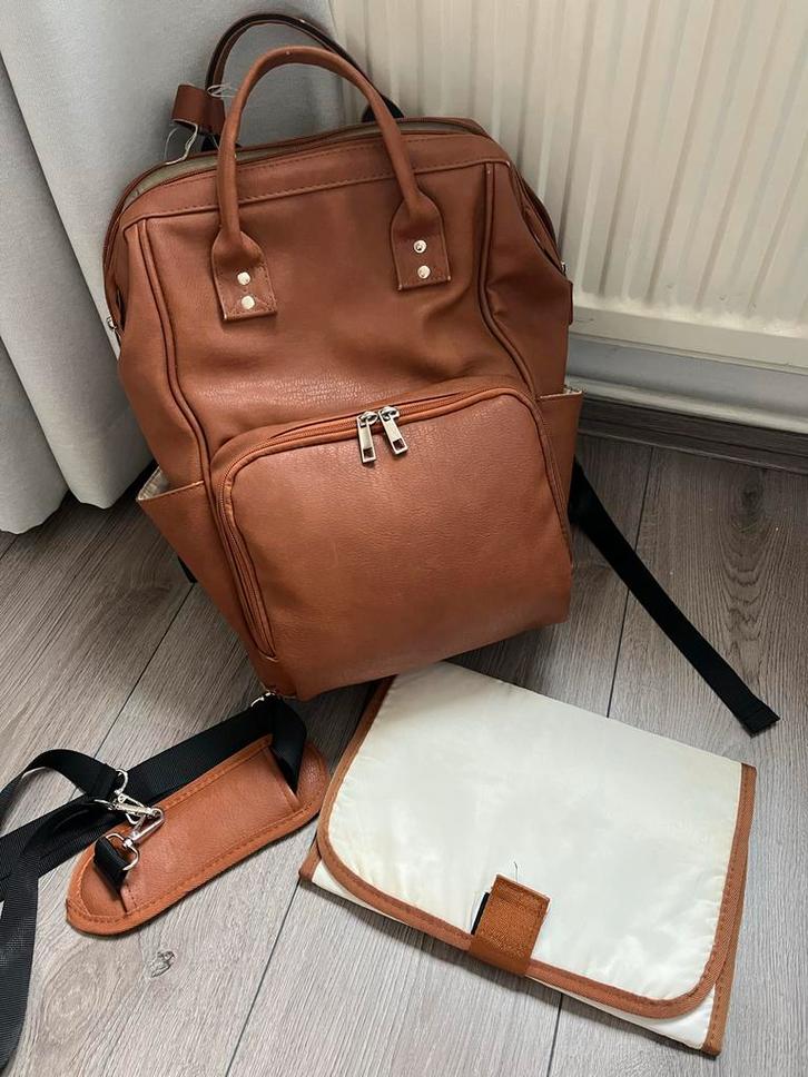 JeRie Cognac Luiertas Rugzak/Schoudertas, Kinderen en Baby's, Luiertassen, Gebruikt, Rugzak, Ophalen of Verzenden