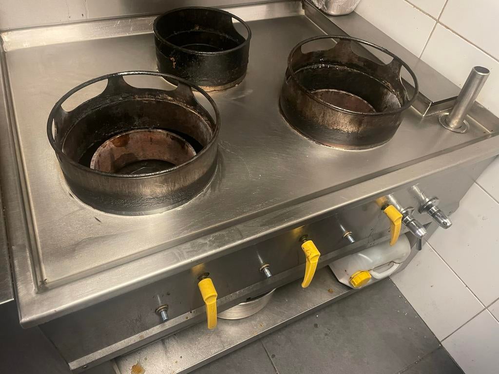 Professioneel wokfornuis - 3 pits, Ophalen, Gebruikt, Fornuis, Frituur en Grillen