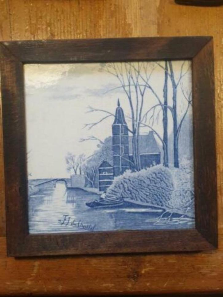 Wand tegel Landschap n FJ du Chattel, Antiek en Kunst, Antiek | Wandborden en Tegels, Ophalen