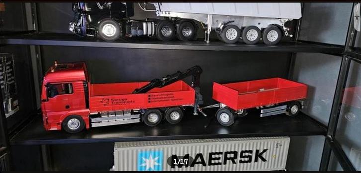 Tamiya man bakwagen en aanhangwagen..., Hobby en Vrije tijd, Modelbouw | Radiografisch | Auto's, Gebruikt, Auto onroad, Elektro