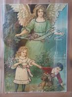 Antieke Engelse ingelijste prent met engel en kinderen., Ophalen of Verzenden