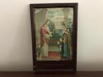 Oude houten lijst kader religie communie achter glas, Antiek en Kunst, Ophalen of Verzenden
