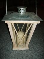 Twee 'petroleum' lampen met kaars., Huis en Inrichting, Ophalen of Verzenden, Nieuw, Hout, Minder dan 50 cm