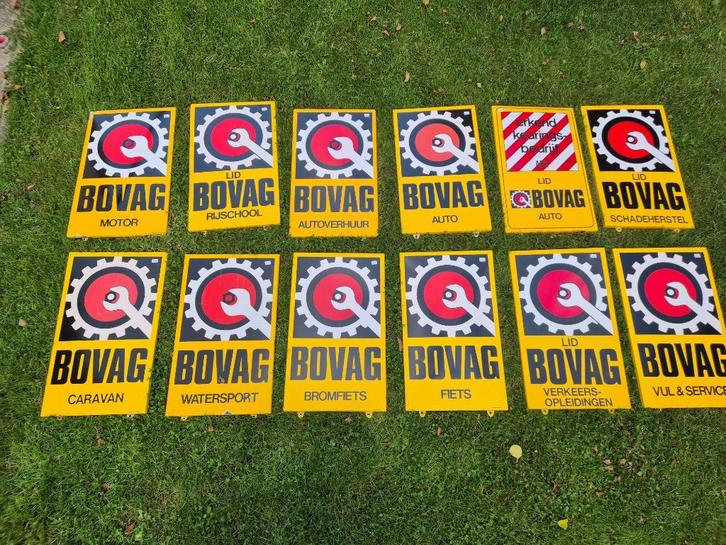 Vintage BOVAG emaille reclame borden! 12 stuks, Verzamelen, Merken en Reclamevoorwerpen, Zo goed als nieuw, Reclamebord, Ophalen of Verzenden