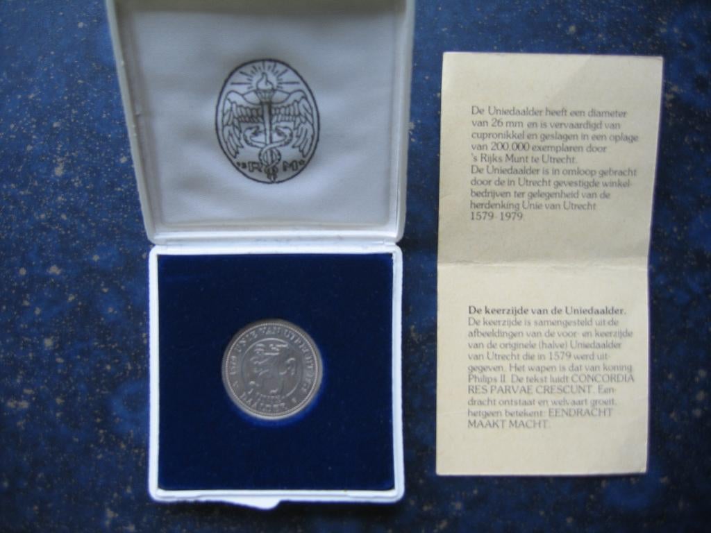 Utrecht, 1 Unie Daalder 1579-1979 Unc. in Box., Ophalen of Verzenden, Koningin Juliana, Losse munt