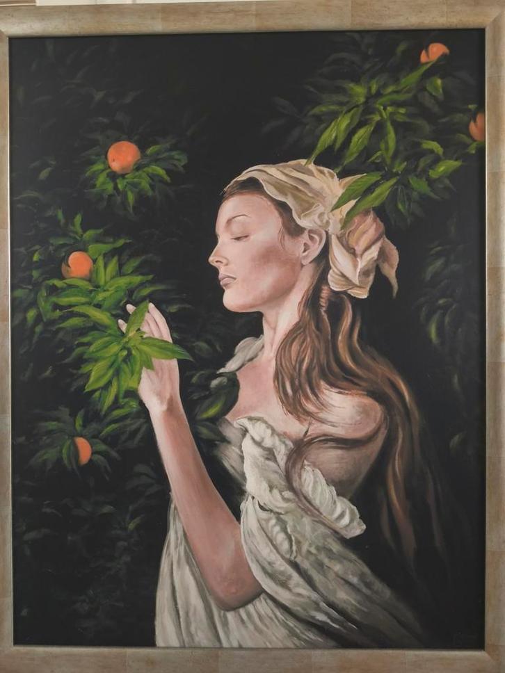 Alwin Stuit - Vrouw bij Sinaasappelboom - Glicee, Antiek en Kunst, Kunst | Schilderijen | Klassiek, Ophalen