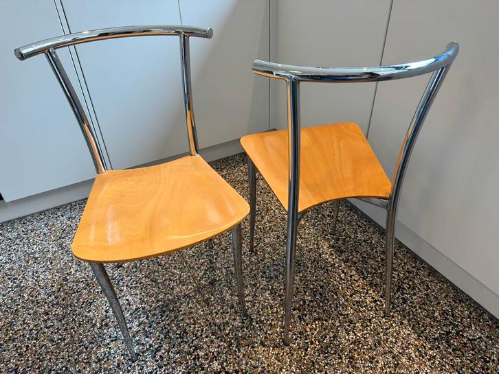 2 Segis Designstoelen - Italiaans Postmodern (1990s), Huis en Inrichting, Stoelen, Gebruikt, Twee, Hout, Grijs, Ophalen of Verzenden