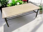Vintage salontafel, metalen frame met marmer tafelblad 9722, Ophalen, Gebruikt, 100 tot 150 cm, M