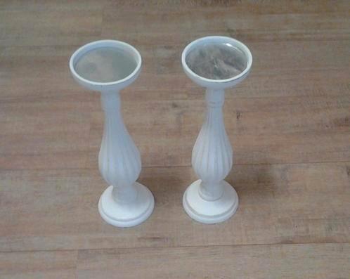 Wit,bruin,lage verzilverd, waxinelichthouder metaal, Huis en Inrichting, Woonaccessoires | Kandelaars en Kaarsen, Gebruikt, Kandelaar