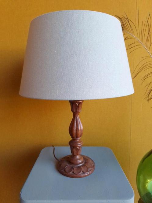 Vintage schemerlamp, tafellamp, sfeer lamp, lampje, Huis en Inrichting, Lampen | Tafellampen, Gebruikt, Minder dan 50 cm, Hout