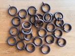 Gordijnringen Donker Hout - Ring voor roede 20 of 25 mm, Ophalen of Verzenden, Zo goed als nieuw, Bruin, Minder dan 100 cm