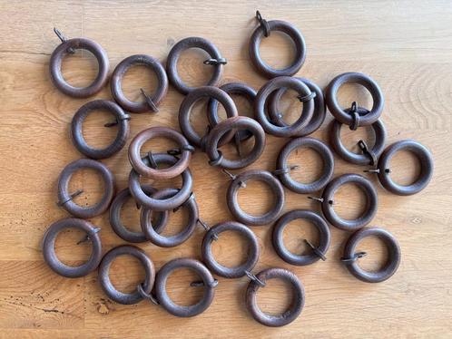 Gordijnringen Donker Hout - Ring voor roede 20 of 25 mm, Huis en Inrichting, Stoffering | Gordijnen en Lamellen, Zo goed als nieuw