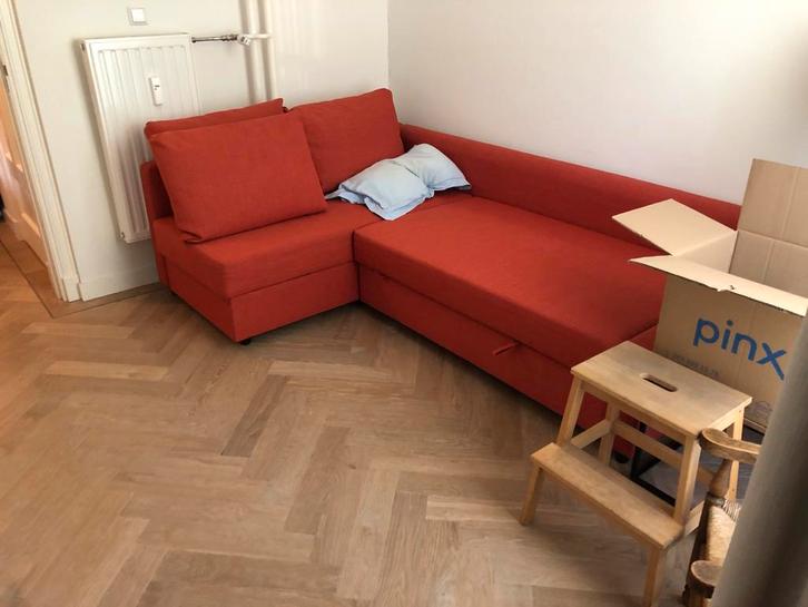 IKEA Friheten Rode Hoek Slaapbank, Huis en Inrichting, Banken | Bankstellen, Zo goed als nieuw, Hoekbank, Driepersoons, 200 tot 250 cm