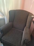 Gestreepte fauteuil stoel bruin/crème, Gebruikt, Klassiek, 75 tot 100 cm, Ophalen of Verzenden