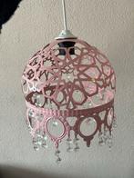 Roze Hanglamp met Kristallen, Ophalen of Verzenden, Zo goed als nieuw, Metaal, Minder dan 50 cm