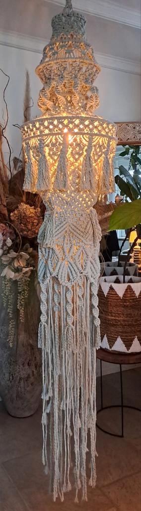 Macramé hanglamp, Huis en Inrichting, Lampen | Hanglampen, Nieuw, Minder dan 50 cm, Ophalen of Verzenden