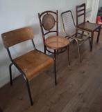 4 verschillende vintage stoelen, Ophalen, Gebruikt, Overige kleuren, Vintage