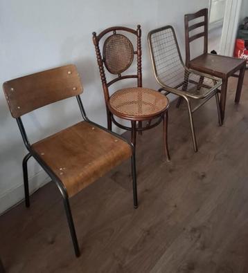 4 verschillende vintage stoelen beschikbaar voor biedingen