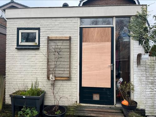 Kozijn met deur en zij-bovenlicht, Doe-het-zelf en Verbouw, Kozijnen en Schuifpuien, Gebruikt, Deurkozijn, Hout, 75 tot 150 cm