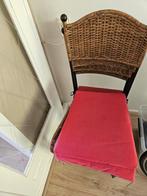 Rieten stoel met zitkussentje (4 stuks), Huis en Inrichting, Stoelen, Ophalen, Gebruikt, Bruin, Riet of Rotan