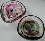 2 Max Verboeket KristalunieK Manuvaria asbakken  bruin,groen, Ophalen of Verzenden