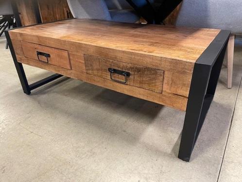 SALONTAFEL MANGO 2 LADES STAAL ZWART SALE CHEFMEUBEL ! 209, Huis en Inrichting, Stoelen, Nieuw, Vijf, Zes of meer stoelen, Hout
