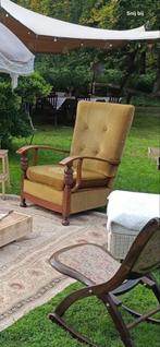 Vintage groengele Fauteuils - Set van 4, Ophalen, Zo goed als nieuw, Hout, 75 tot 100 cm