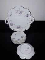 Antiek Rosenthal gebakstel met paarse anemonen, Antiek en Kunst, Antiek | Servies los, Verzenden