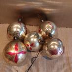 B733 lot 5 antieke kerstballen met alleen haakje, zonder kap, Diversen, Kerst, Ophalen of Verzenden, Gebruikt