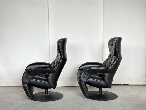 Jori Symphony | Set van twee | Zwart leder, Huis en Inrichting, Fauteuils, Leer, Ophalen of Verzenden