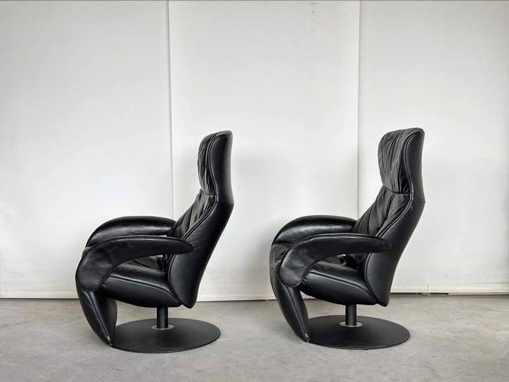 Jori Symphony | Set van twee | Zwart leder, Huis en Inrichting, Fauteuils, Leer, Ophalen of Verzenden