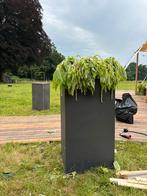 2x hoge plantenbak plantenpot bloembak grijs 45x45x100, Tuin en Terras, Bloempotten, Ophalen, Kunststof, Gebruikt, 40 cm of meer