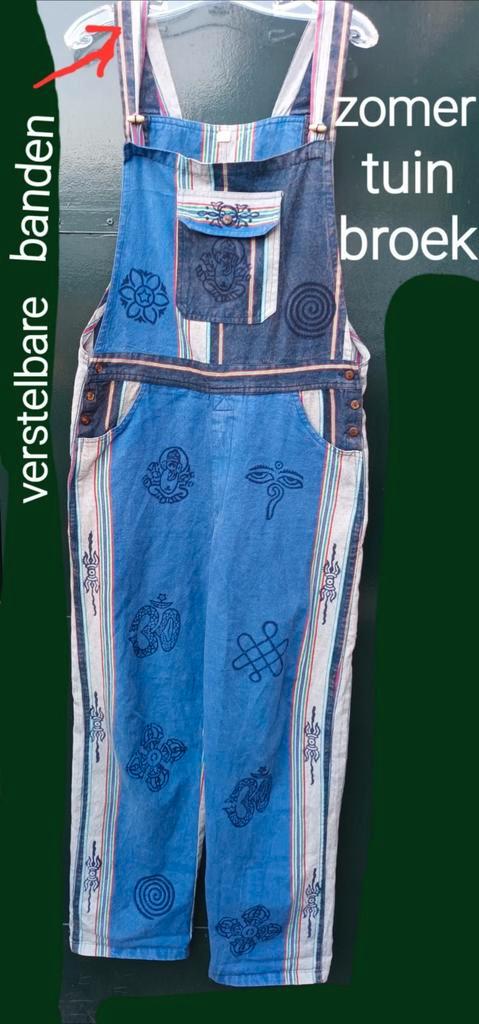 Tuinbroek katoen Maat L, Kleding | Dames, Broeken en Pantalons, Gedragen, Maat 42/44 (L), Blauw, Ophalen of Verzenden